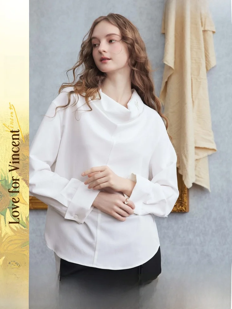 

Artistic White Embroidered irt Women's Simple Neline Drapey Sve Long Polyester Viscose Comfortable Breathable Commute