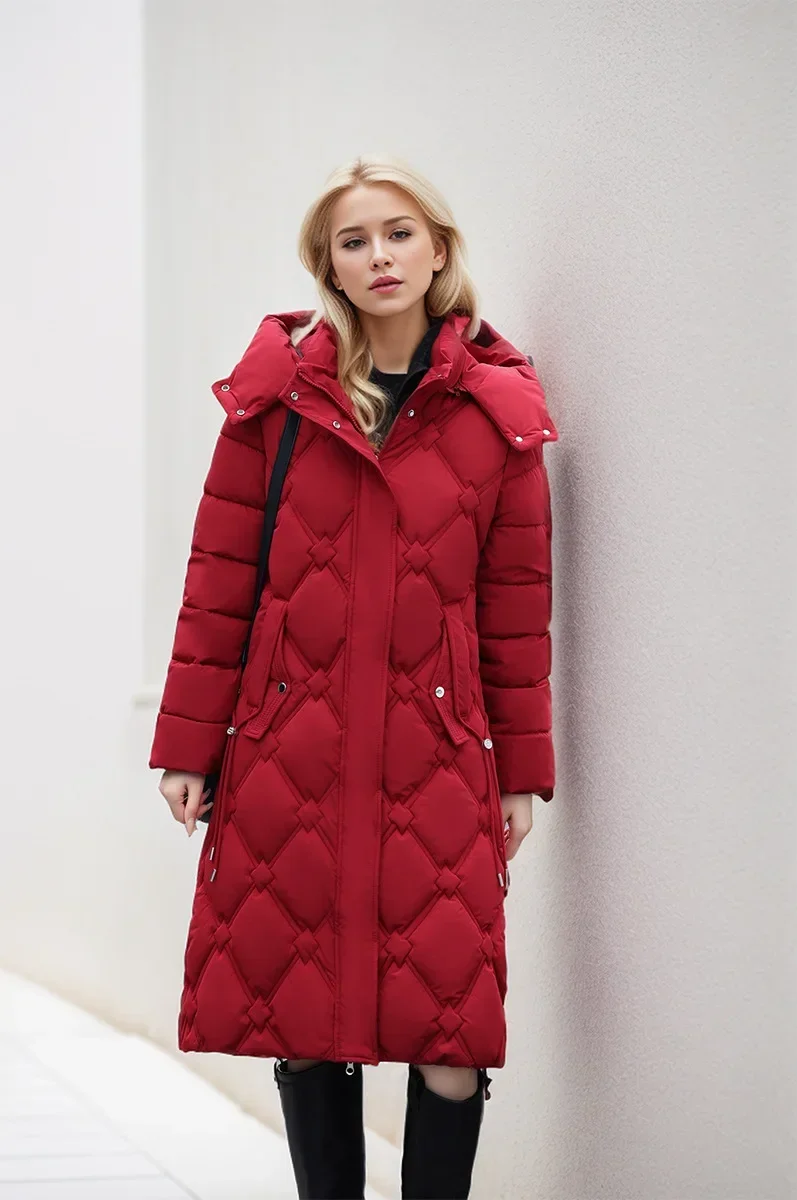 2024 New Snow Wear Winter Coat For Women Down Jacket Warm Thicken Casual Loose Hooded Jacket Elegant Female Long Parkas Overcoat