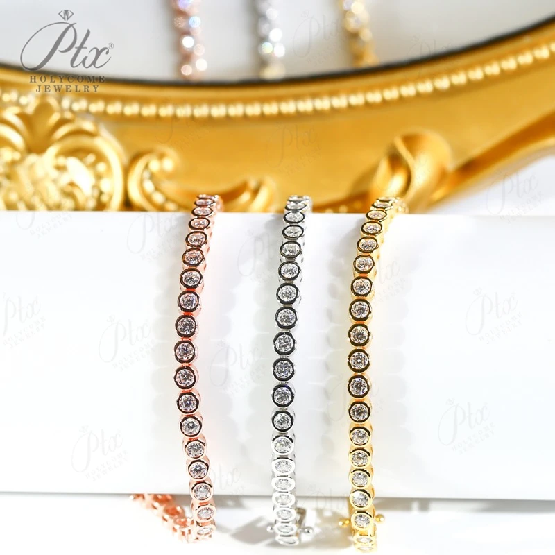 

Теннисный браслет с муассанитом и бриллиантами, круглый пузырь, 4 мм для женщин и мужчин, посеребренный браслет-цепочка в стиле хип-хоп 925 пробы, подходит в подарок