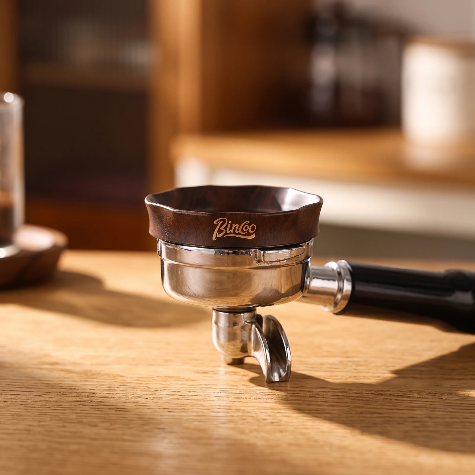 Coffee Dosing Collar Attractive Dosing Funnel 51mm Walnut Finish for Espresso Lovers
