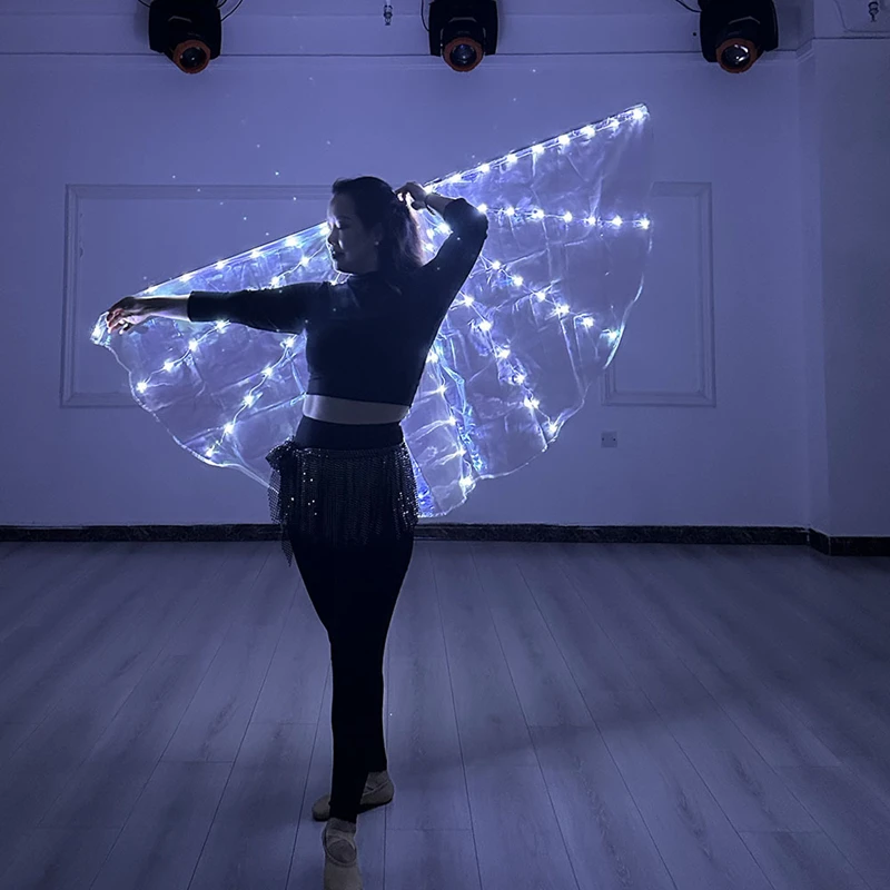 ธงเต้นระบำหน้าท้องแบบ LED รูปครึ่งวงกลม ไฟส่องสว่างสำหรับการนมัสการ ธงข่าวประเสริฐพร้อมด้ามจับปรับระดับได้ อุปกรณ์ประกอบฉากบนเวที ของตกแต่งโบสถ์