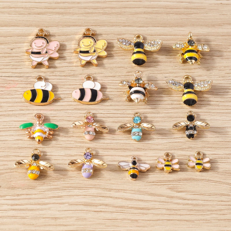 10 stücke Cartoon Tier Charms Emaille Honigbiene Charms Anhänger für Schmuck Herstellung Ohrringe Halskette Armbänder DIY Handwerk liefert – Detail 1