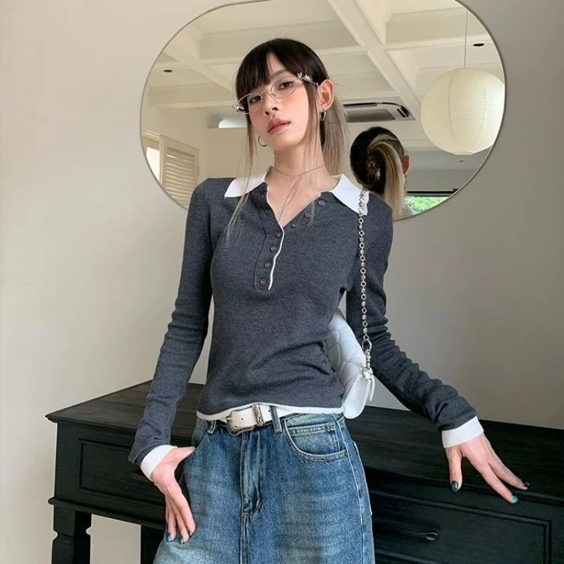 

Elegant Sexy Korean Knitted Sweater Fashion Autumn Long Sleeve Girl Casual V-Ncek Sweet Slim Fit Pure Color Female Chic Pullover