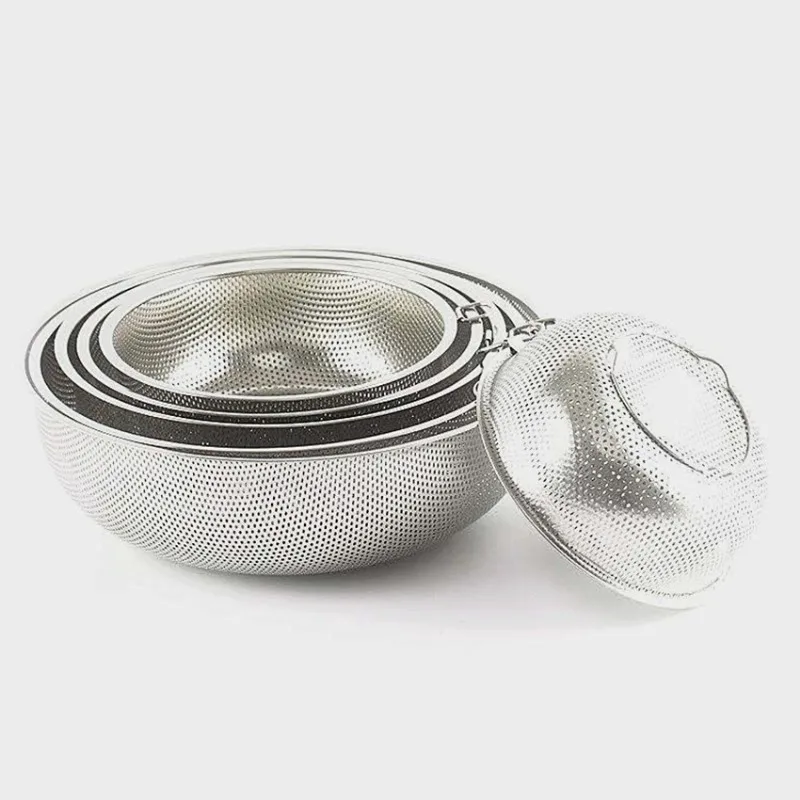 1pc Stainless Steel Thickened Drainage Basket with Dense Holes, Single Ring Vegetable Washing Rice Sieve Kitchen Storage Tools