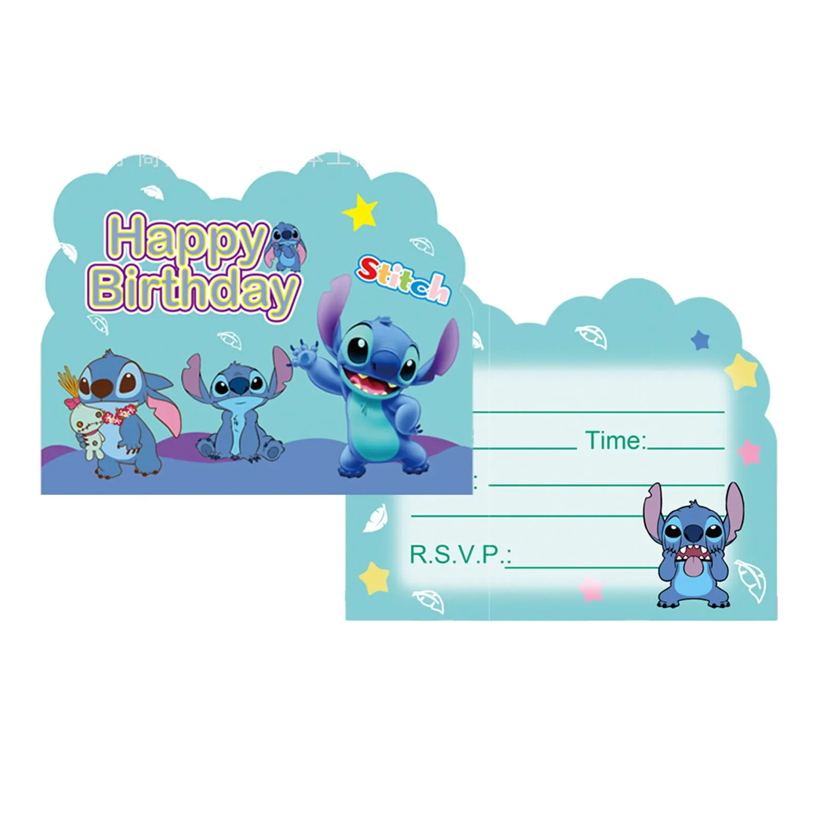 Disney-Stitch Invitation Cards Theme, Pink Angel, Birthday Party Decoration, Kids Favors, Baby Shower Supplies, Presentes, 10pcs