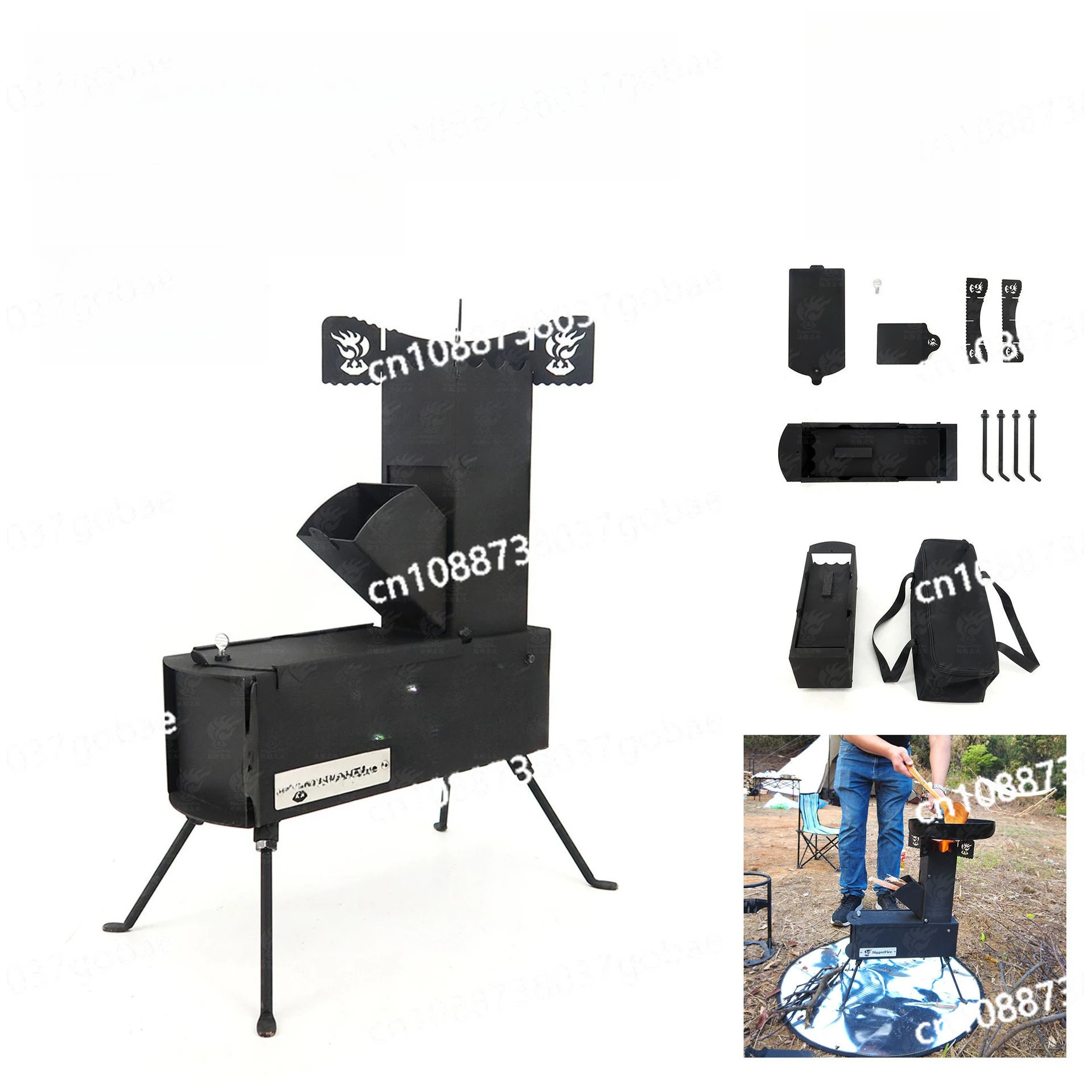 

Mini Portable Camping Rocket Stove Outdoor Wood Burning Camping Firewood Stove For Cooking