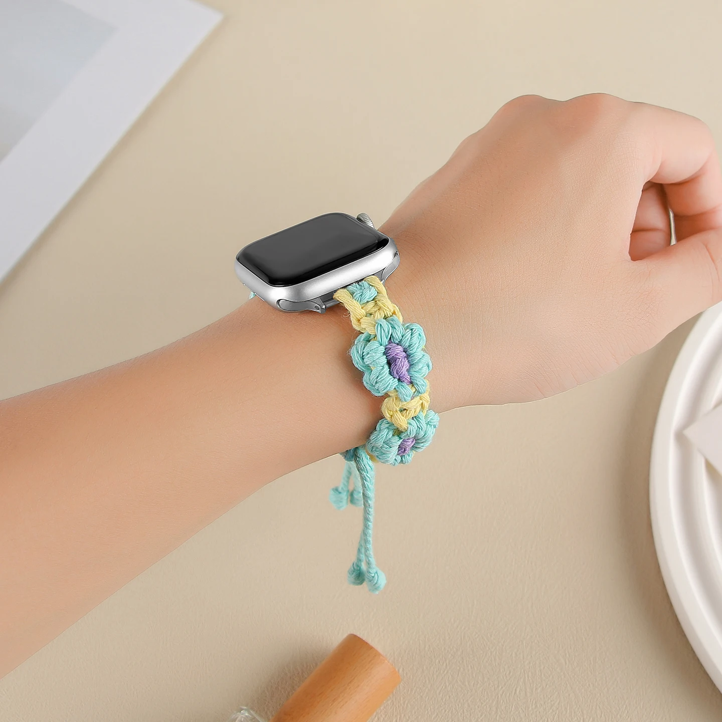 حبل مضفر ممتاز لساعة أبل للنساء 10/9/8/7/6/5/4/3/ 38 مم 40 مم 41 مم 42 مم 44 مم 45 مم 46 مم