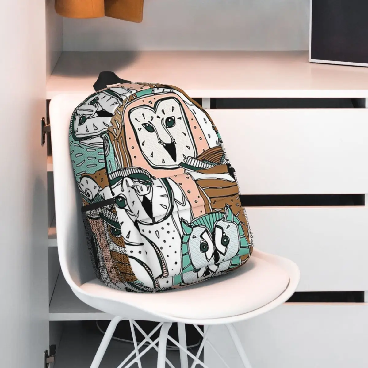 Owl Sketch Pencil Drawing Art Backpack Student BookBag Kids School Bag Laptop Shoulder Bags for Boys Girls