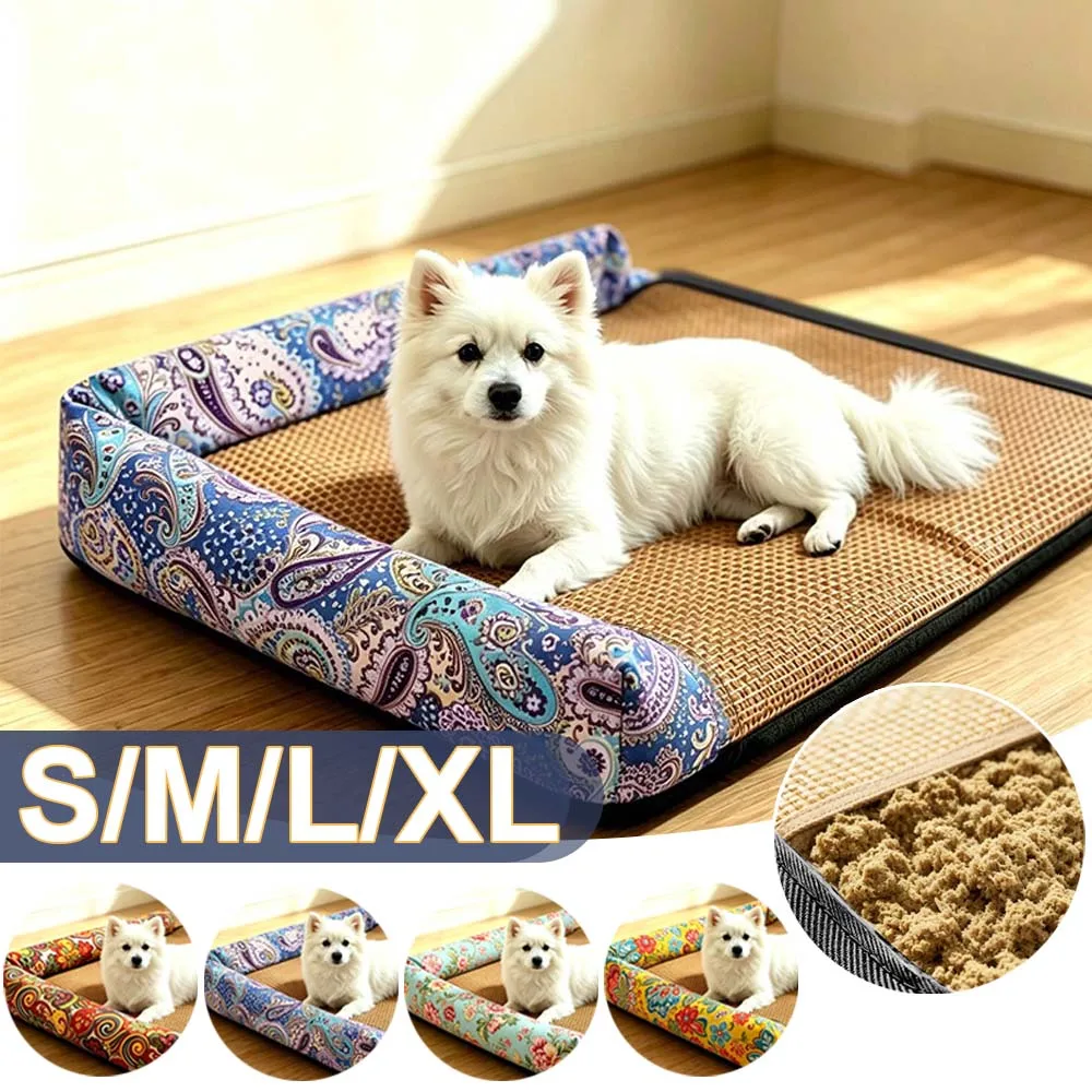 

Natural Pet Cooling Mats Washable Dog Summer Pad Self Cooling Cat Bed Mat All-Season Non-Electric Anti-Scratch Indoor S/M/L/XL