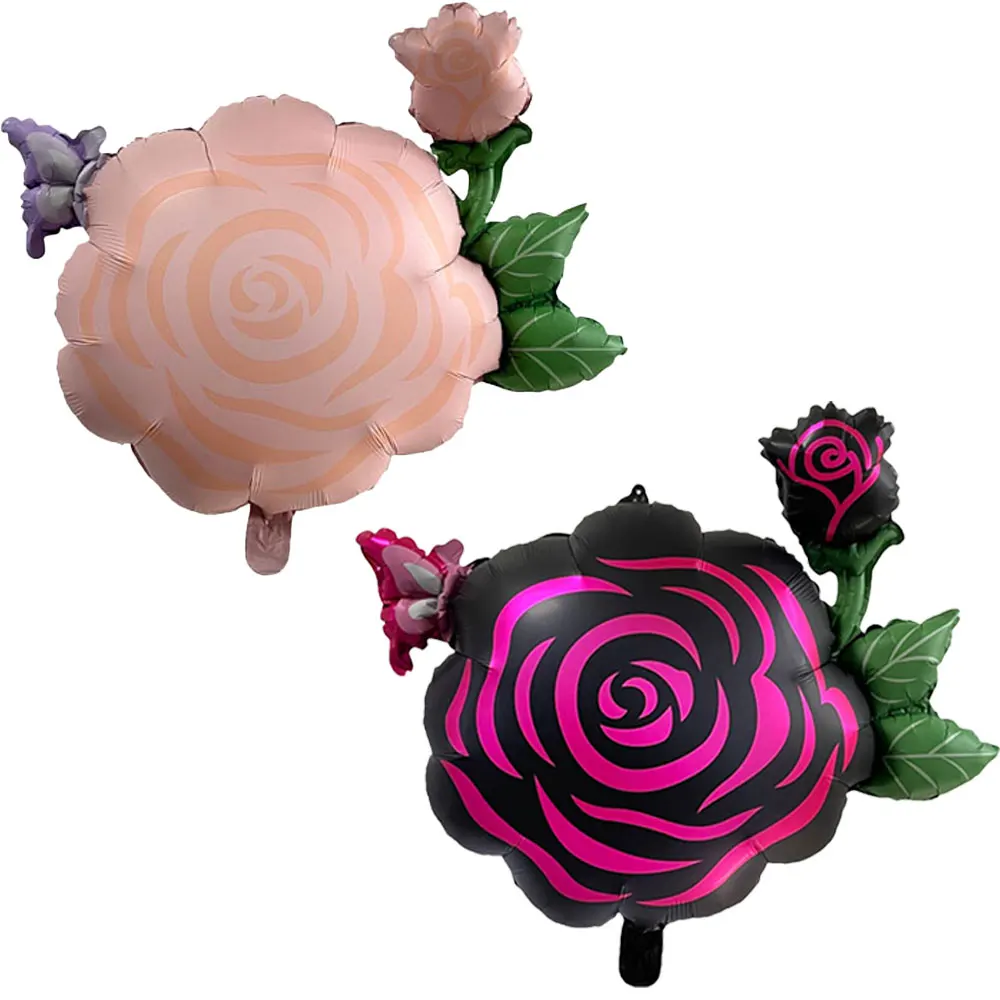 3/3 Stück Ins-Style-Rosen, Luftballons aus Aluminiumfolie, geeignet für Hochzeiten, romantische Überraschungen für Vorschläge, Valentinstag-Beichte-Dekorationen, Verlobung, Jahrestag, Geburtstag,