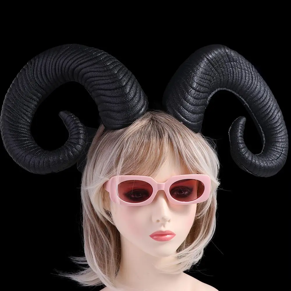 

Pu Halloween Demon Horns Headband Cosplay Headband Stage Performance Props Devil Ox Horn Hairband Headpiece Headwear Photo Props