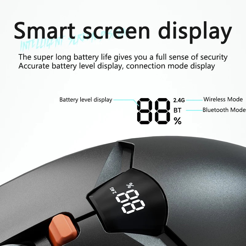Warvank SX01 Ratón inalámbrico Bluetooth Pantalla inteligente Pantalla de nivel de batería Batería de litio recargable de 600 mAh Ratón silencioso