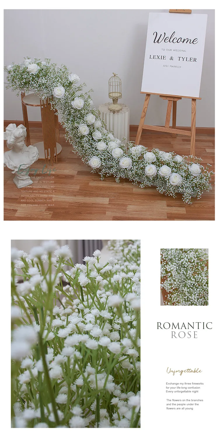 2M Künstliche Schleierkraut-Blumenreihe Hochzeitstisch-Blumenläufer Bogen-Hintergrund Kunstblumen-Arrangement für Veranstaltungen Großhandel – Detail 6