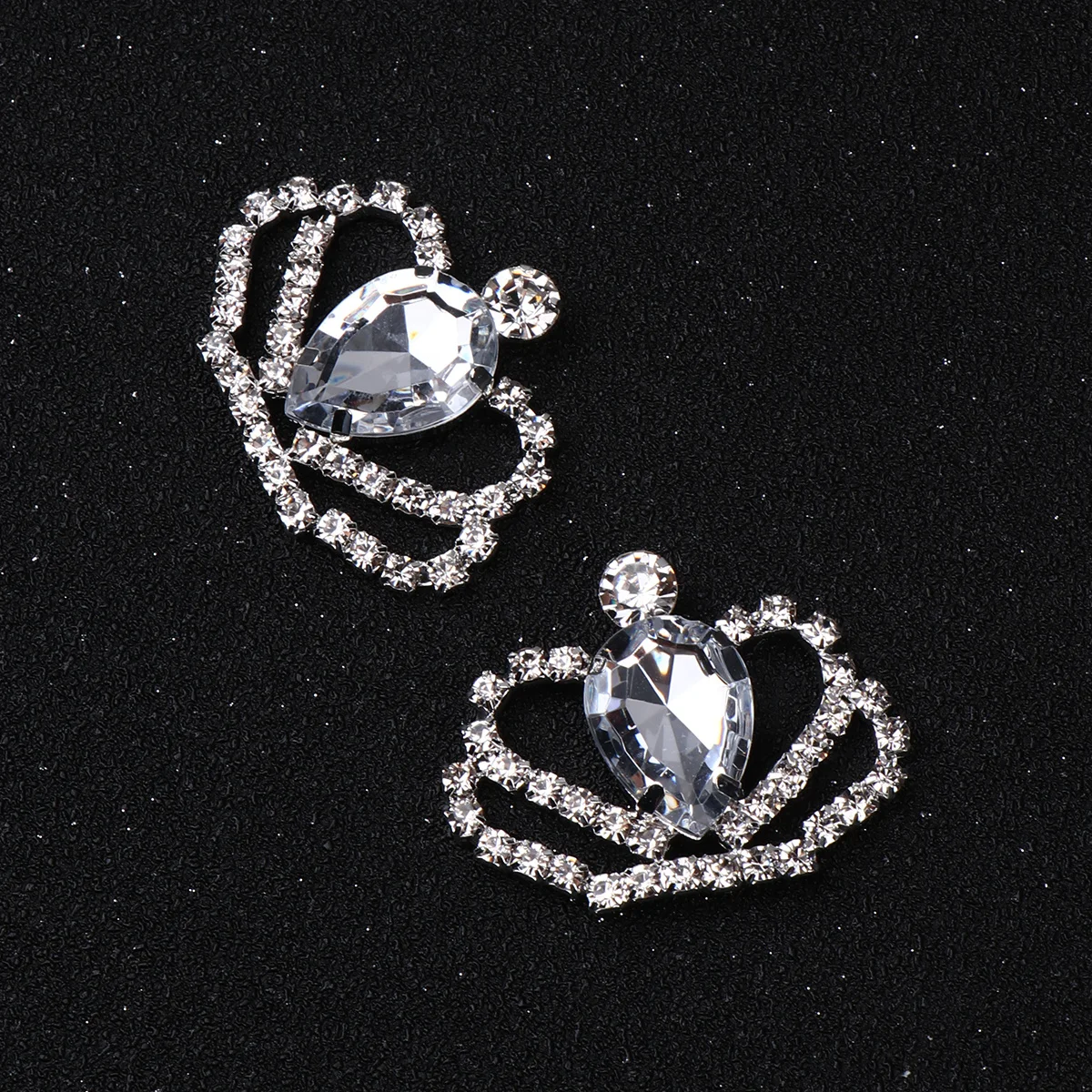 

10pcs Crystal Crown Patches Transparent Alloy Rhinestone Inlaid Diy Decorative Stickers For Women Jewelry Making Craft