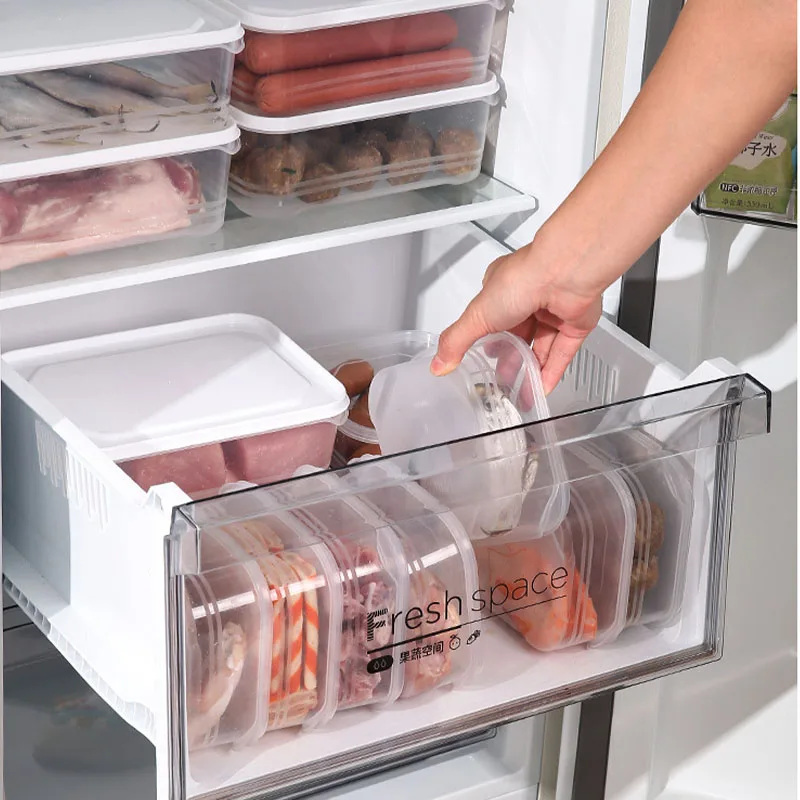 Refrigerator Storage Box Frozen Fresh Keeping Sealed Without Odor Microwave Oven Heatable Food Crisper Storage Container Kitchen