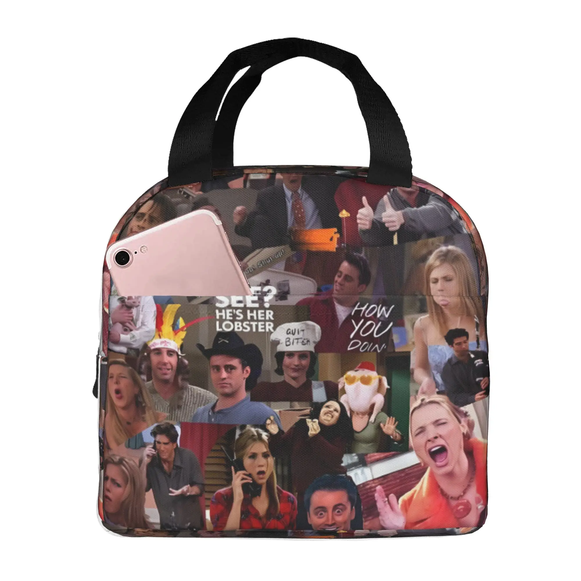 Friends TV Show Portable Lunch Box Women Multifunction Retro Funny Poster Pattern Thermal Cooler Food Insulated Lunch Bag School