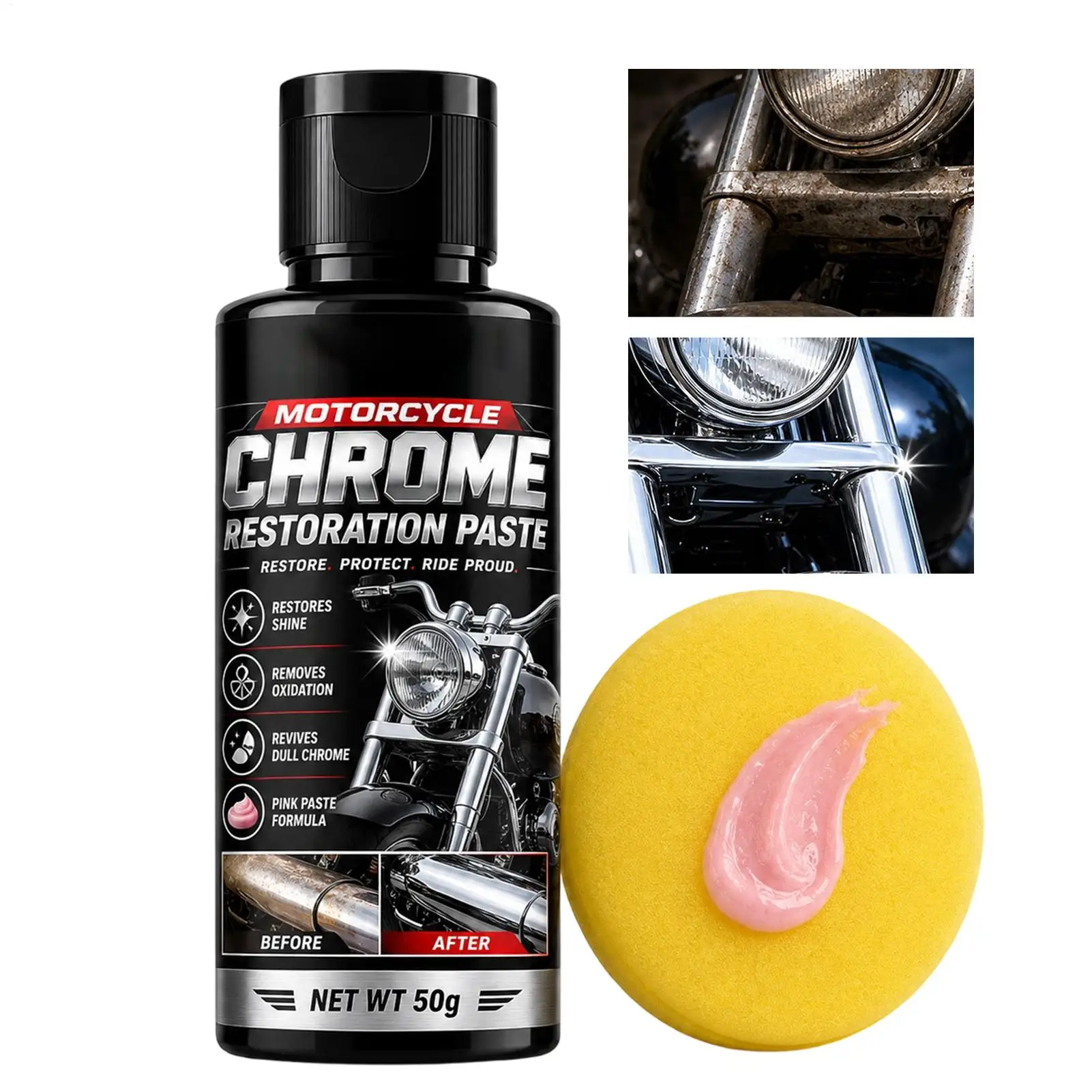 50g Motorcycle Chrome Polishing Compound Removes Oxidation Water Stains Dirt Restores Luster for Motorcycle Chrome Parts