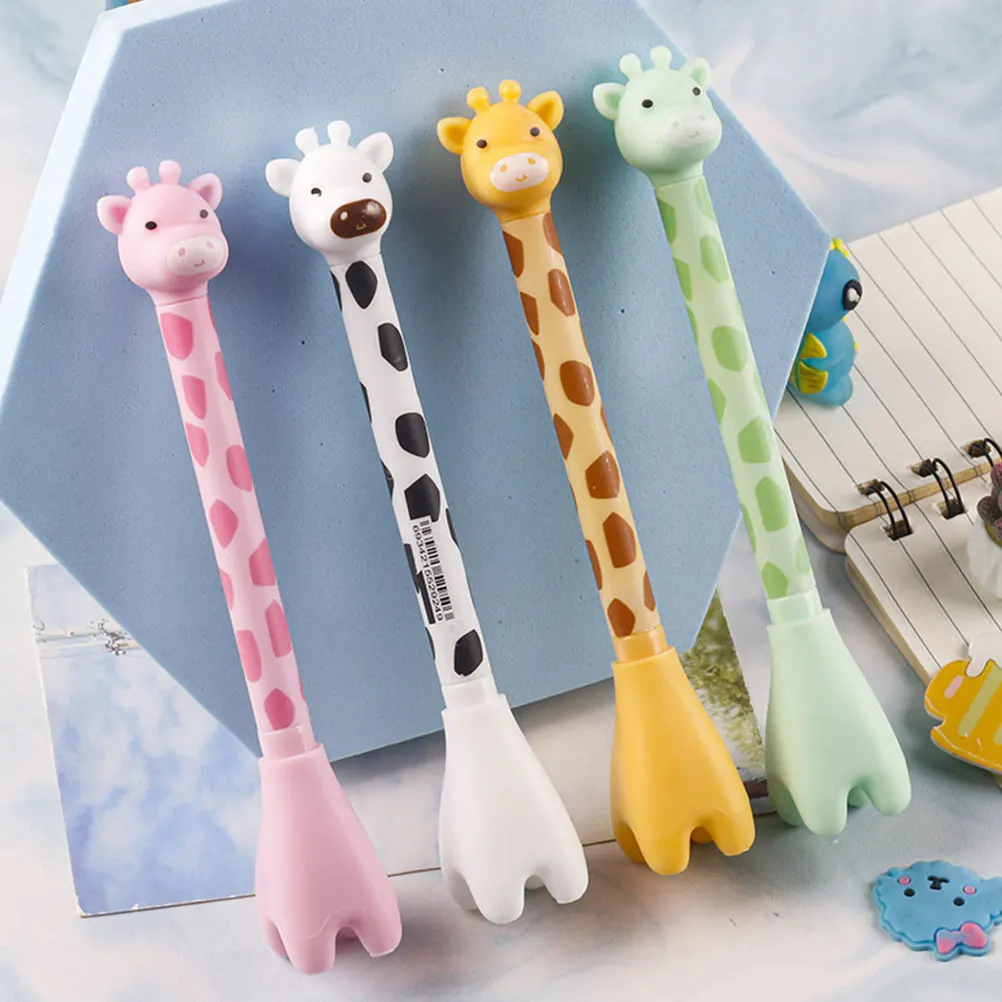 

12pcs Giraffe Ballpoint Pen Smooth Writing Gel Pens Students Gifts 4 Colors Each Comfort Grip Office Home Use Student