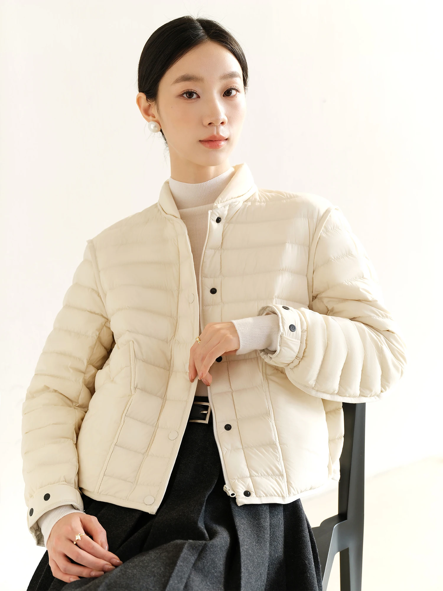 

Ji Qiren White Goose down Jaet Lightweight Comfortable Casual Sle Traceable 700 Fill Power YKK Hardware