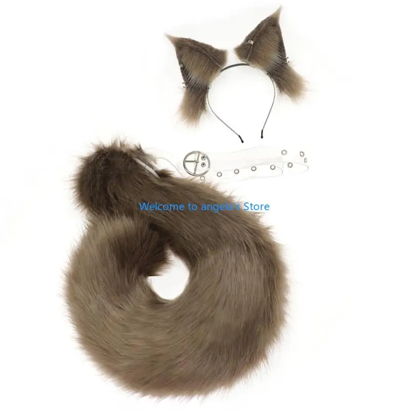 

X4YC Squirrel Ears and Tail Set Squirrel Ear Headband Squirrel Tail Halloween Cosplay