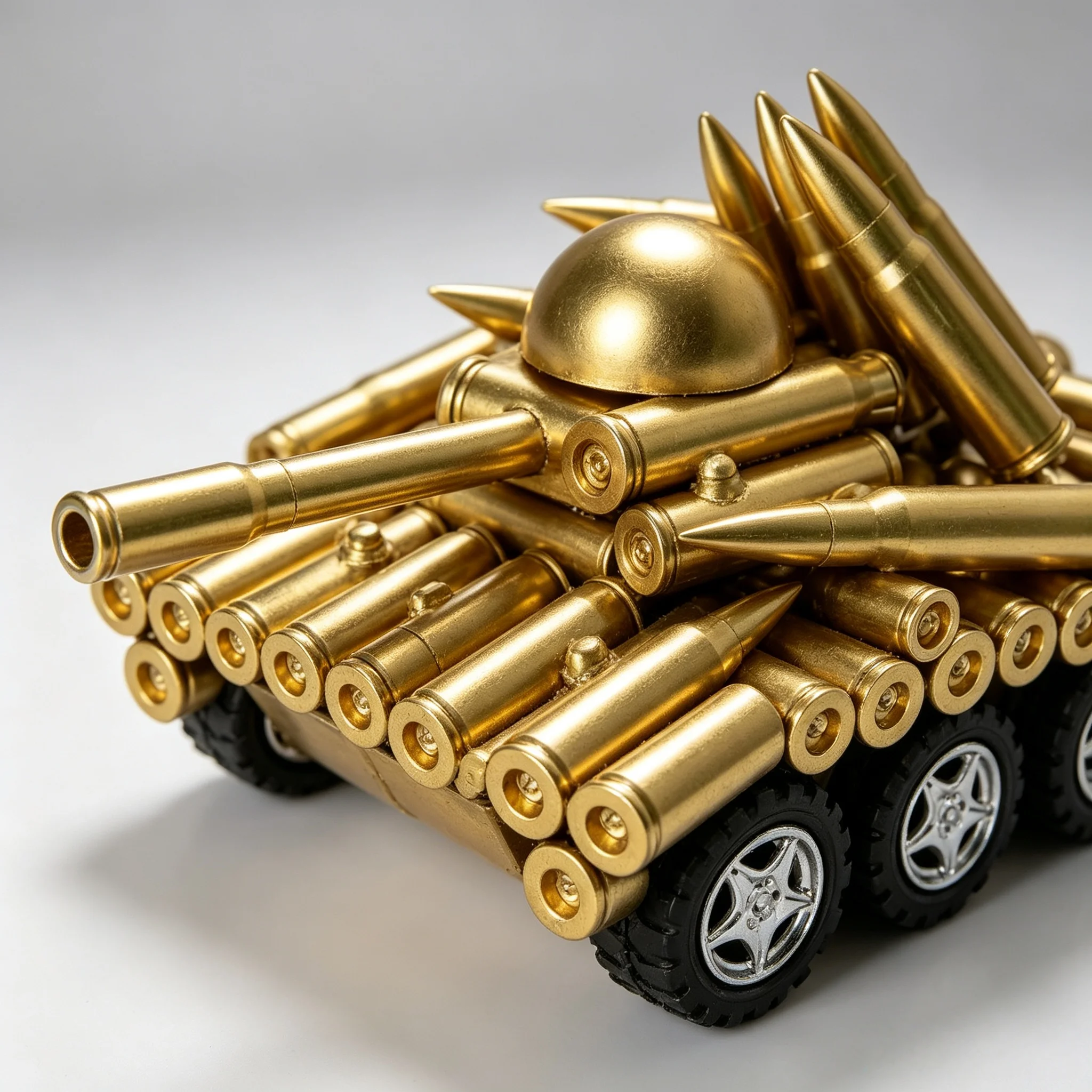 Bullet Shell Tank Model Handmade Metal Craft Military Ornaments Vintage Army Vehicle Figurine Desk Decor Gift For Men Veteran