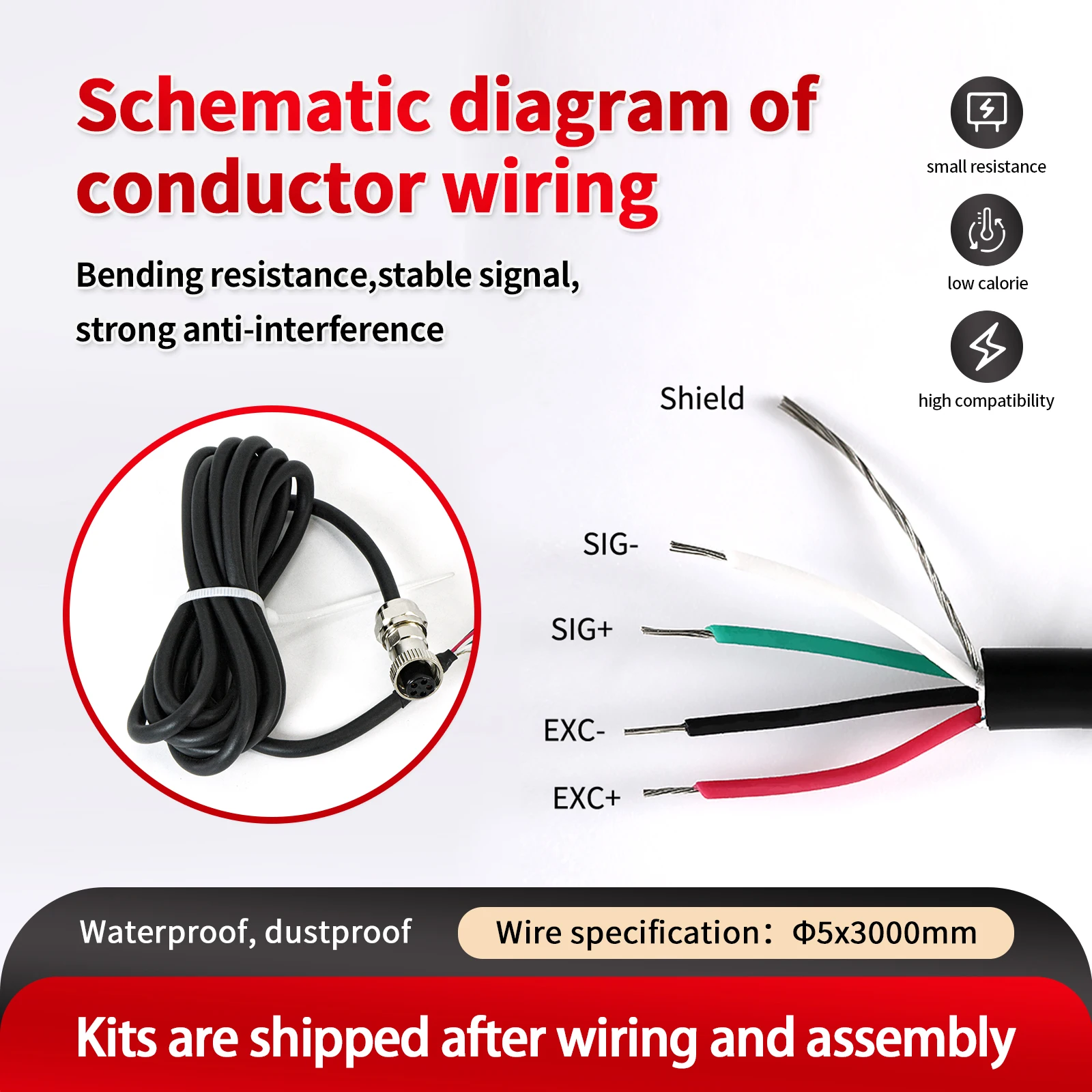 مستشعر خلية تحميل عالي الدقة مع جهاز إرسال 4-20 مللي أمبير، مضاد للتدخل، متوافق مع جهاز إرسال مضخم الإشارة