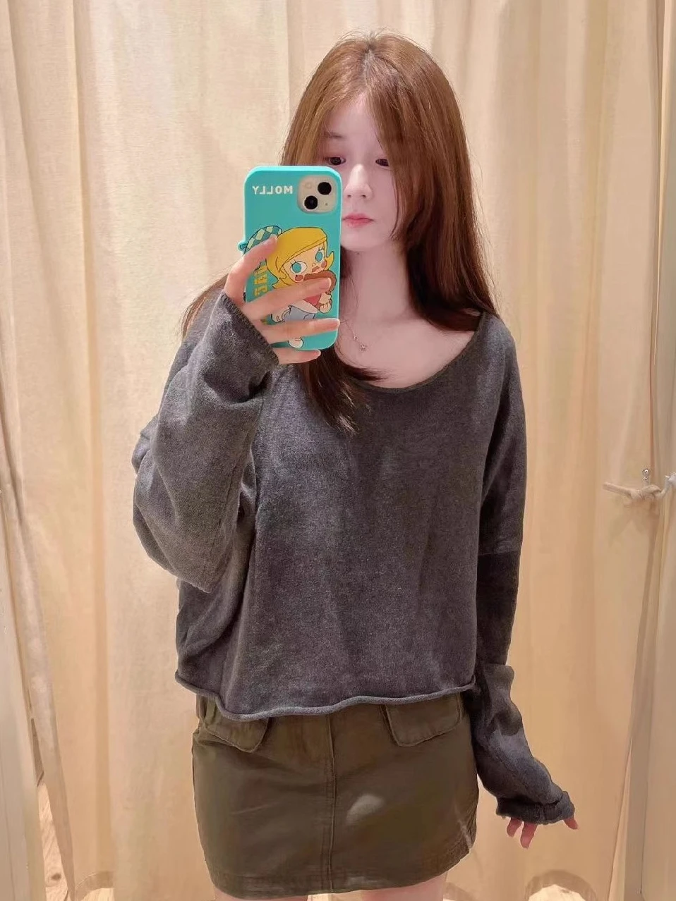 

Осенний длинный вязаный пуловер из чистого хлопка с круглым вырезом, свободный женский топ, удобный классический цветной свитер...