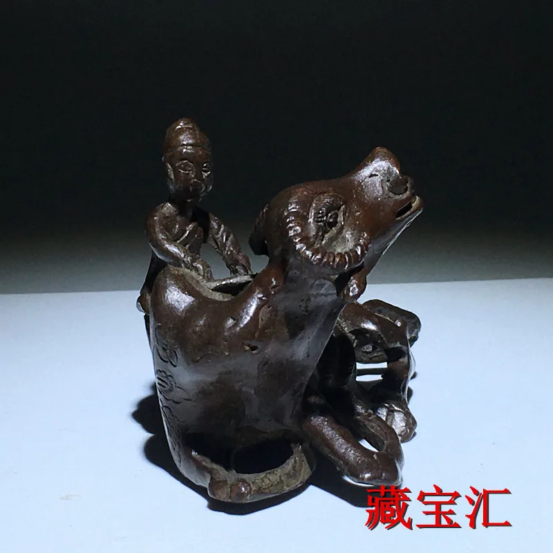 Vintage Old Collection Solid Pure Copper Head Sheep Zodiac Sheep Sculpture Decor For Living Room Entrance Tabletop