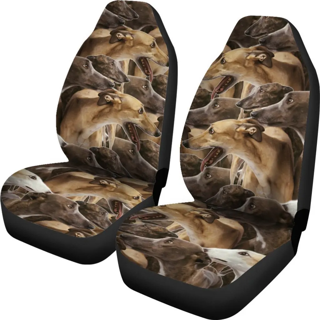 Greyhound Dog In Lots Print Car Seat Covers Set 2 Pc, Car Accessories Seat Cover