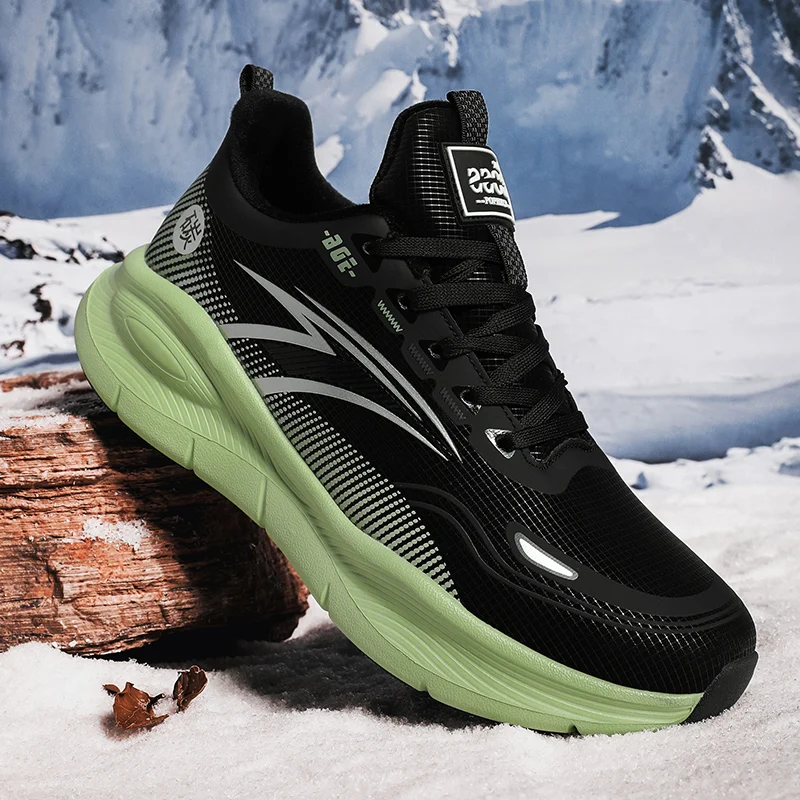 أحذية رياضية وترفيهية، أحذية رجالية، أحذية ماراثون كبيرة الحجم مبطنة بالهواء، مطاط منسوج لجميع المواسم، مقاومة للاهتراء، مضادة