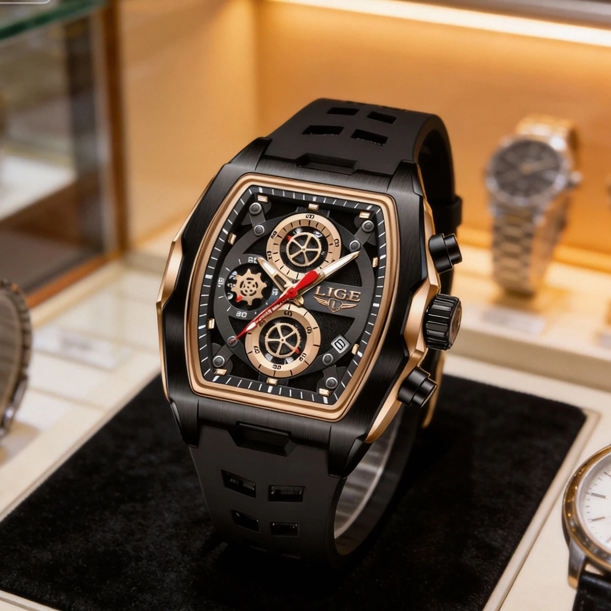 

LIGE новые модные дизайнерские кварцевые часы с прямоугольным циферблатом для мужчин, повседневные кожаные часы с ремешком, роскошные деловые наручные часы Relogio Masculino