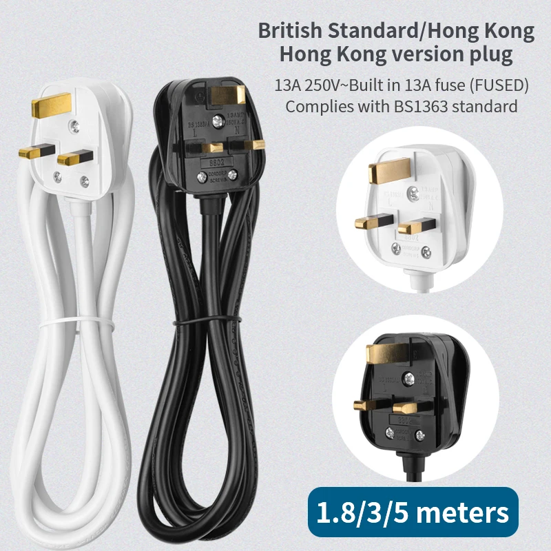 Extension Lead Power Strip Cord Individual Switched Outlet Overload Surge Protector UK Plug 13A250V 1.8m Cable