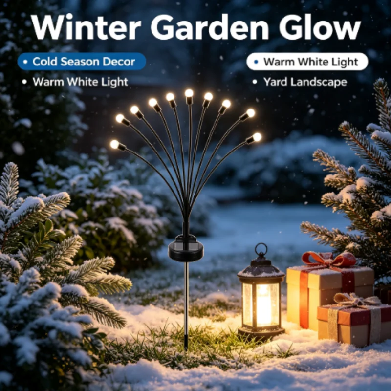 Solar Candy Cane Lights, Waterproof Warm White LED Christmas Garden Stake Lights for Yard Lawn Holiday Decor