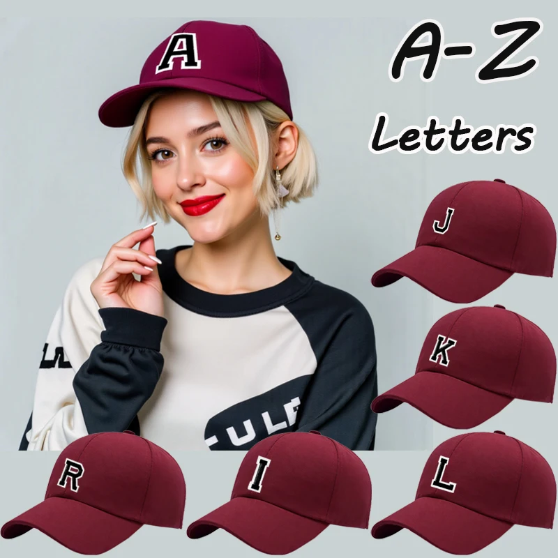 1 PC Letter A-Z Women's Couple Woman's Stylish Baseball Cap New Design Casual Street Versatile Sun Protection Visor Hat Breathab