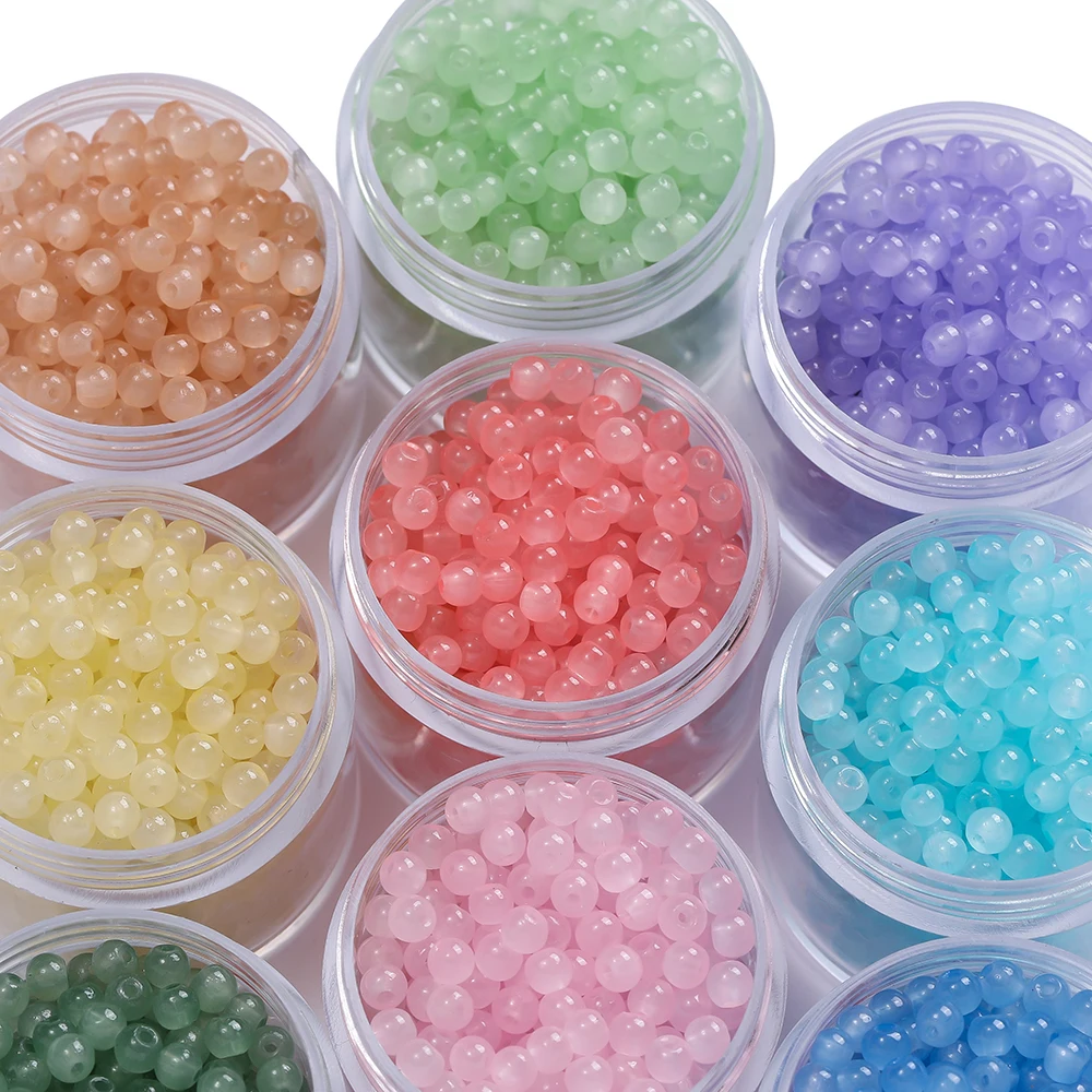 50/100 pièces Perles rondes en verre coloré imitation jade de 4 mm, perles d'espacement pour la fabrication de bijoux DIY (boucles d'oreilles, colliers, bracelets)