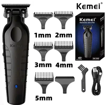 Kemei 2299 Barbiere Cordless Tagliacapelli 0mm Zero Gapped Carving Clipper Detailer Macchina da taglio elettrica professionale per finiture