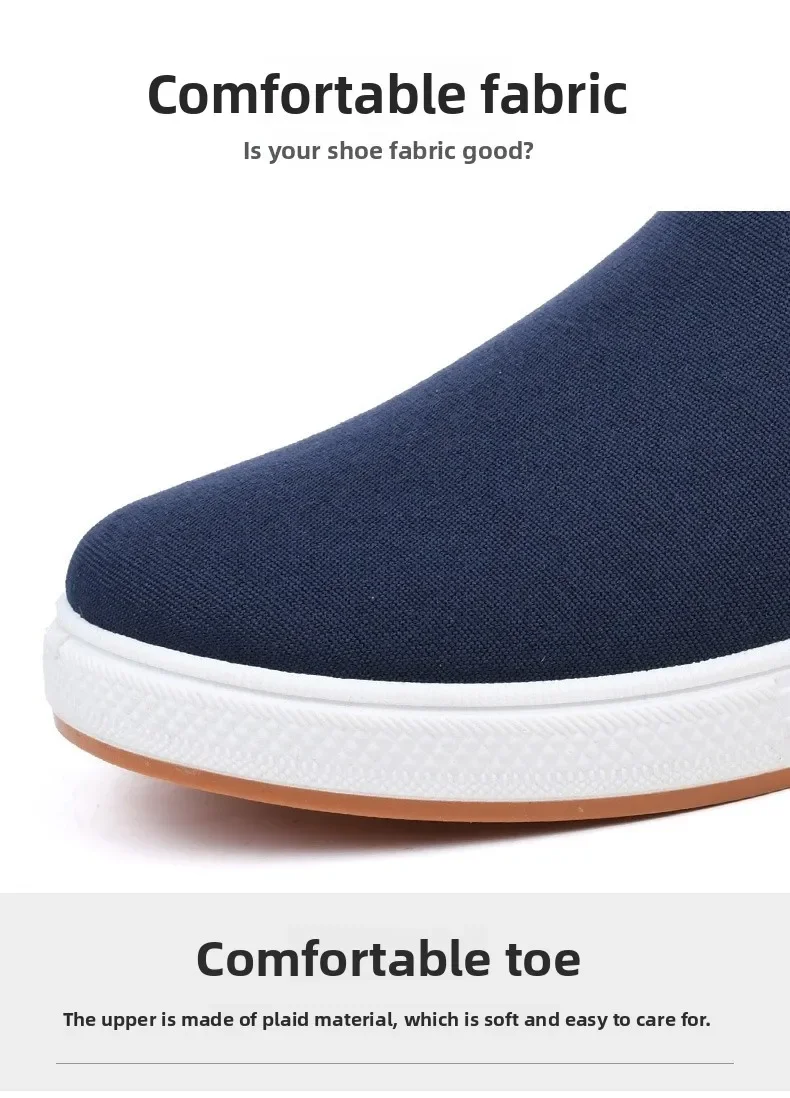 Herren Canvas Slip-On Schuhe, Lässige Loafer, Rutschfeste Gummisohle, Leichte Atmungsaktive Flache Schuhe, Alltagsschuhe, Bequeme Freizeitschuhe – Detail 5