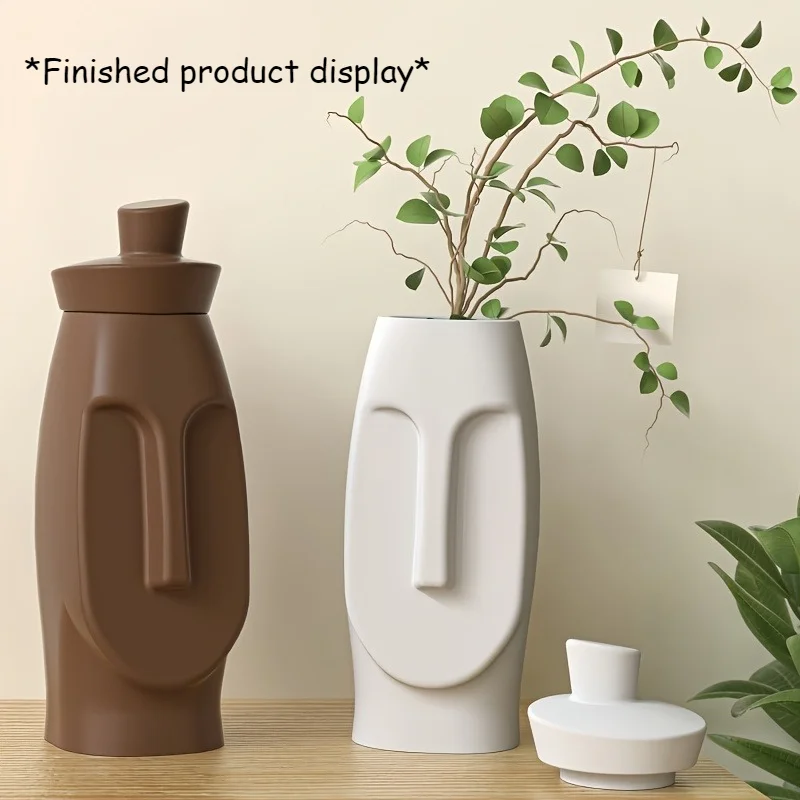Kreative geometrische Gesichts-Silikonform 2-in-1 Vase Aufbewahrungsdose DIY Harz Gips Aroma Ornament Form Flexibel Leicht zu entformen Handgemacht