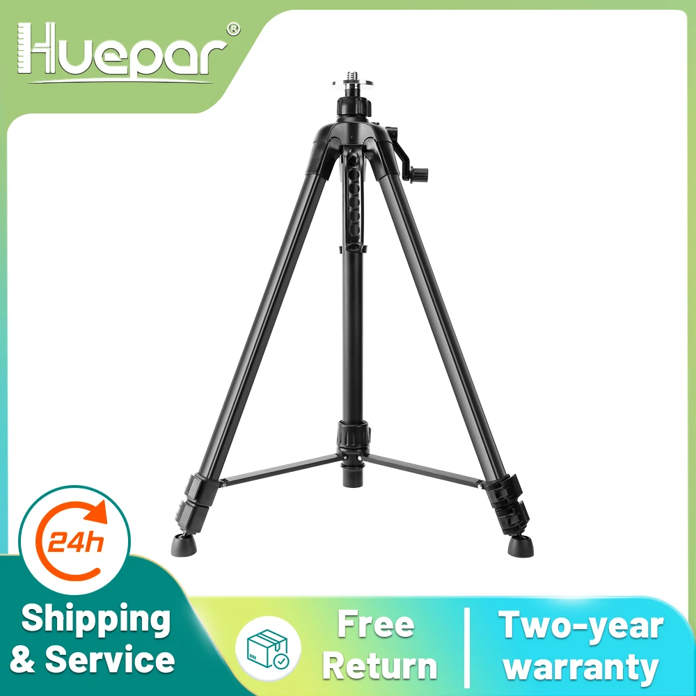 

Huepar 1.6M Laser Level Tripod Aluminum Flat Head Adjustable Height Tripod Stand with Handle Bubble for Self leveling Level