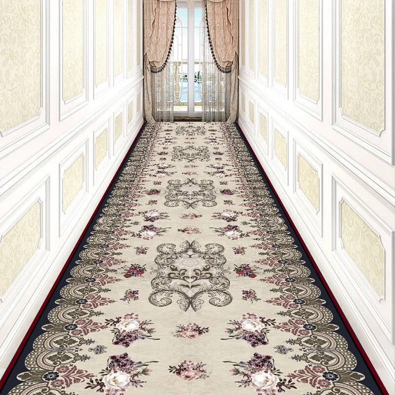 Reese Traditional Elegant Floral Lobby Carpets Long Area Rugs Stairway Hallway Corridor Aisle Party Wedding Anti Slip Home Decor