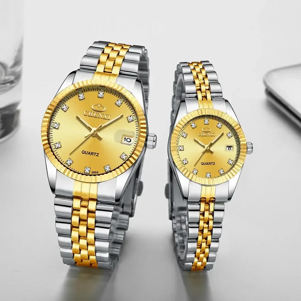 Nuevo reloj CHENXI de marca de lujo para mujeres y hombres, reloj resistente al agua, calendario masculino, relojes de pulsera de cuarzo, relojes de acero completo para hombres y mujeres