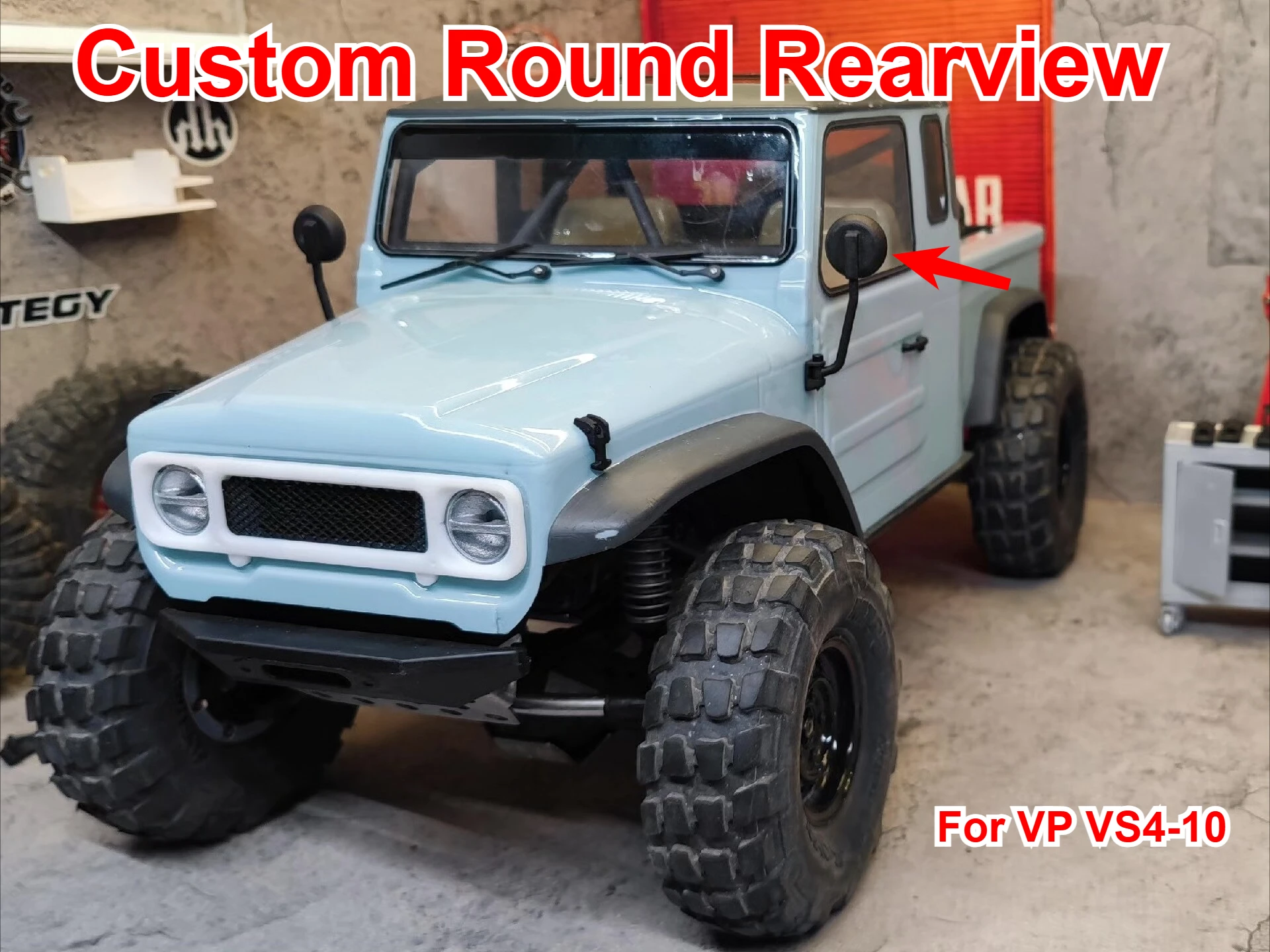 For VP VS4-10 1/10 RC Crawler Vehicle Retro Round Rearview Mirror Custom Model Number Decorative Styling Decor Upgrade Parts