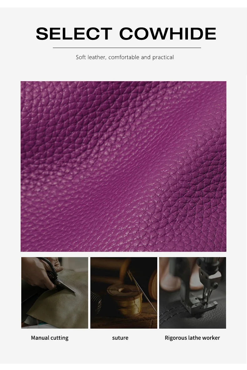 Elegante Handtasche aus echtem Leder, einzelne Schultertasche, Crossbody-Tasche, erste Schicht Rindsleder, Bucket Bag für den Arbeitsweg, Litschi-Muster – Detail 6