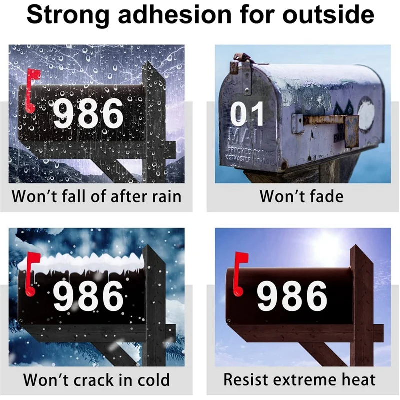 digital stickers Mailbox Numbers for Outside, 10 Sets 0-9 Reflective Number Stickers with Sticky