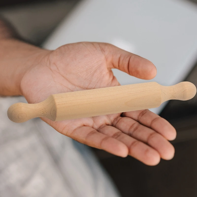 Wooden Mini Rolling Pin 6 Inches Long Kitchen Baking Rolling Pin Small Wood Dough Roller for Children Fondant Pasta