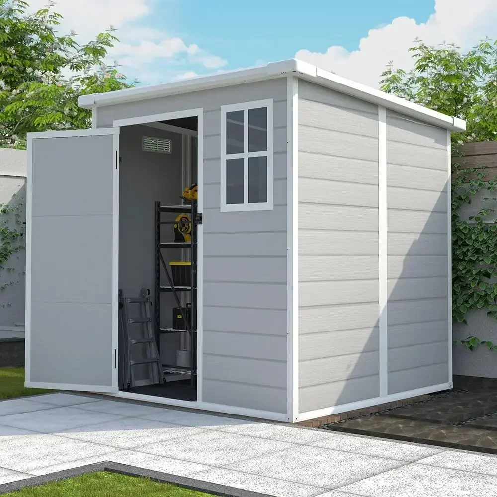 Outdoor Storage Shed 6x6 T, Resin Lean to Shed with loor, Window, Lockable Door, Waterproo Outside Sheds Patio urniture Tool She