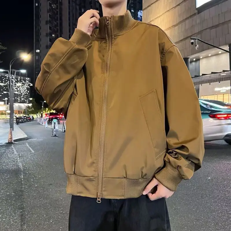 

Loose Men's Jaet 2024 Spring Autumn Sli Streetwear Hong Kong Sle Casual Coat High Street Trend Harajuku Korean Version