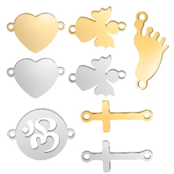 10 pezzi in acciaio inox cuore YOGA OM & Cross Angel Charms connettore per fai da te collana bracciali gioielli che fanno forniture all'ingrosso