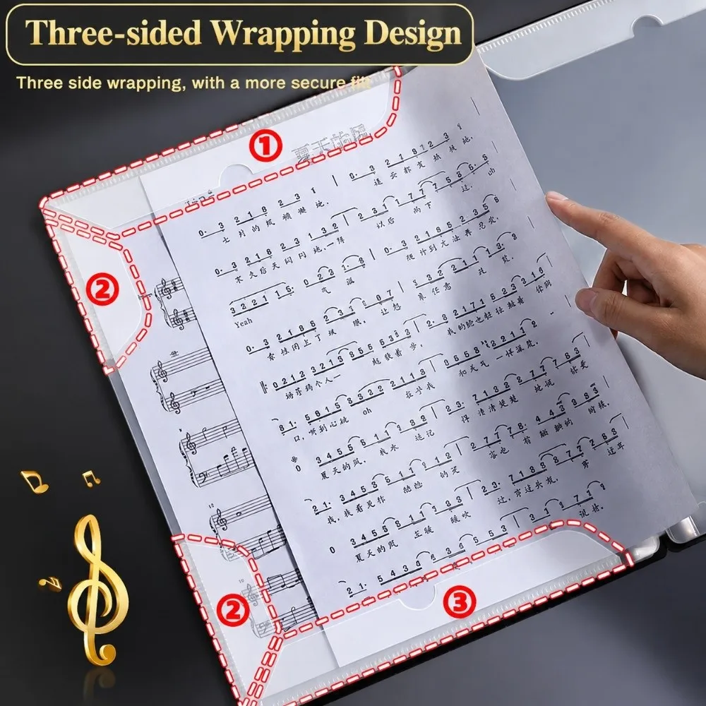 Transparent Music Score Folder Portable Flexible Piano Score Insert Durable Thickened Loose Leaf Music Folder For Guzheng