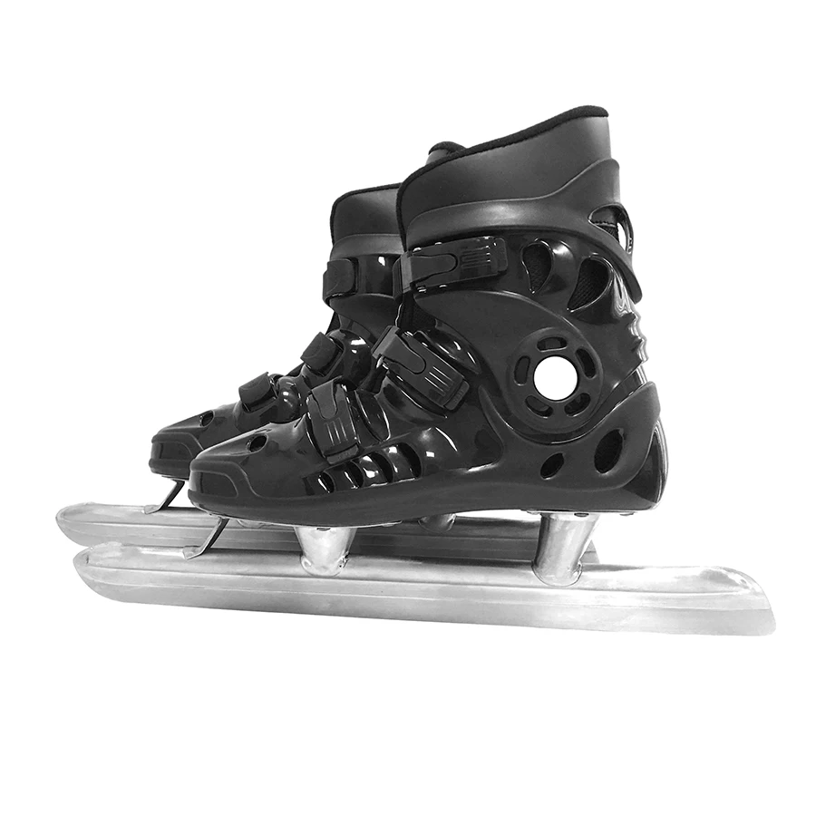 Durable Hard Shell Blue Ice Hockey Skate Shoes for Rink Events Summer & Winter Buckle-Equipped Rental Skates
